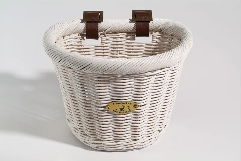Nantucket Basket Cruiser D Wicker Basket in White